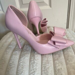 Chic Pink Bow Stiletto Heels